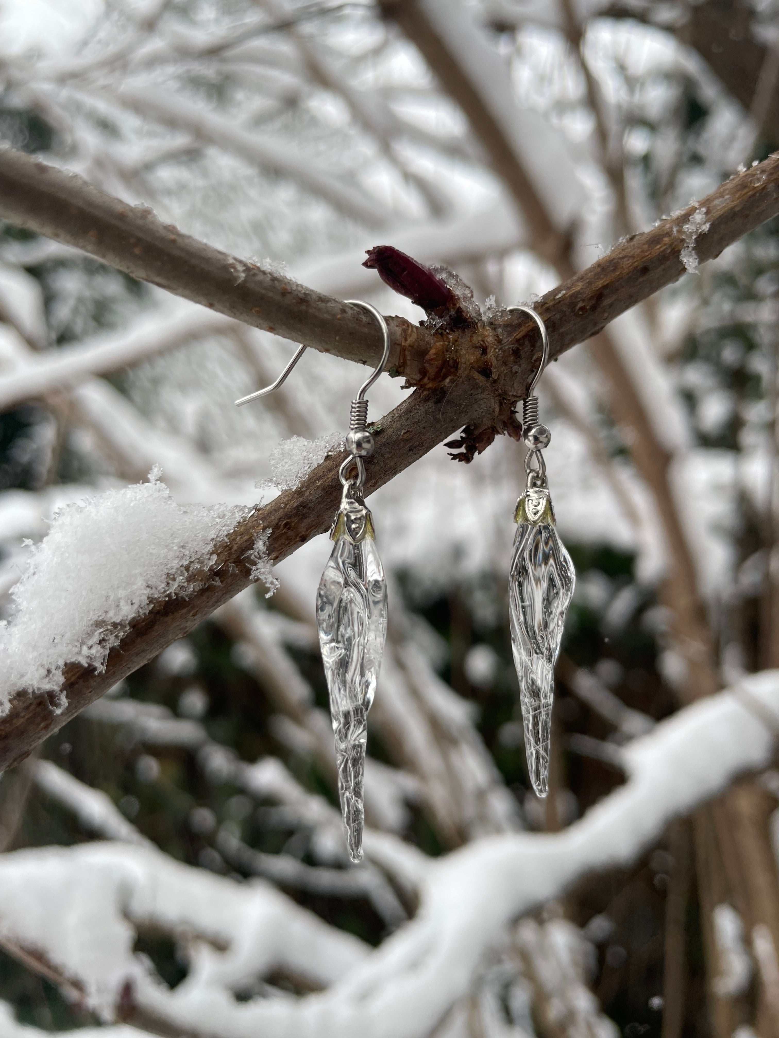 Glass Icicle Earrings