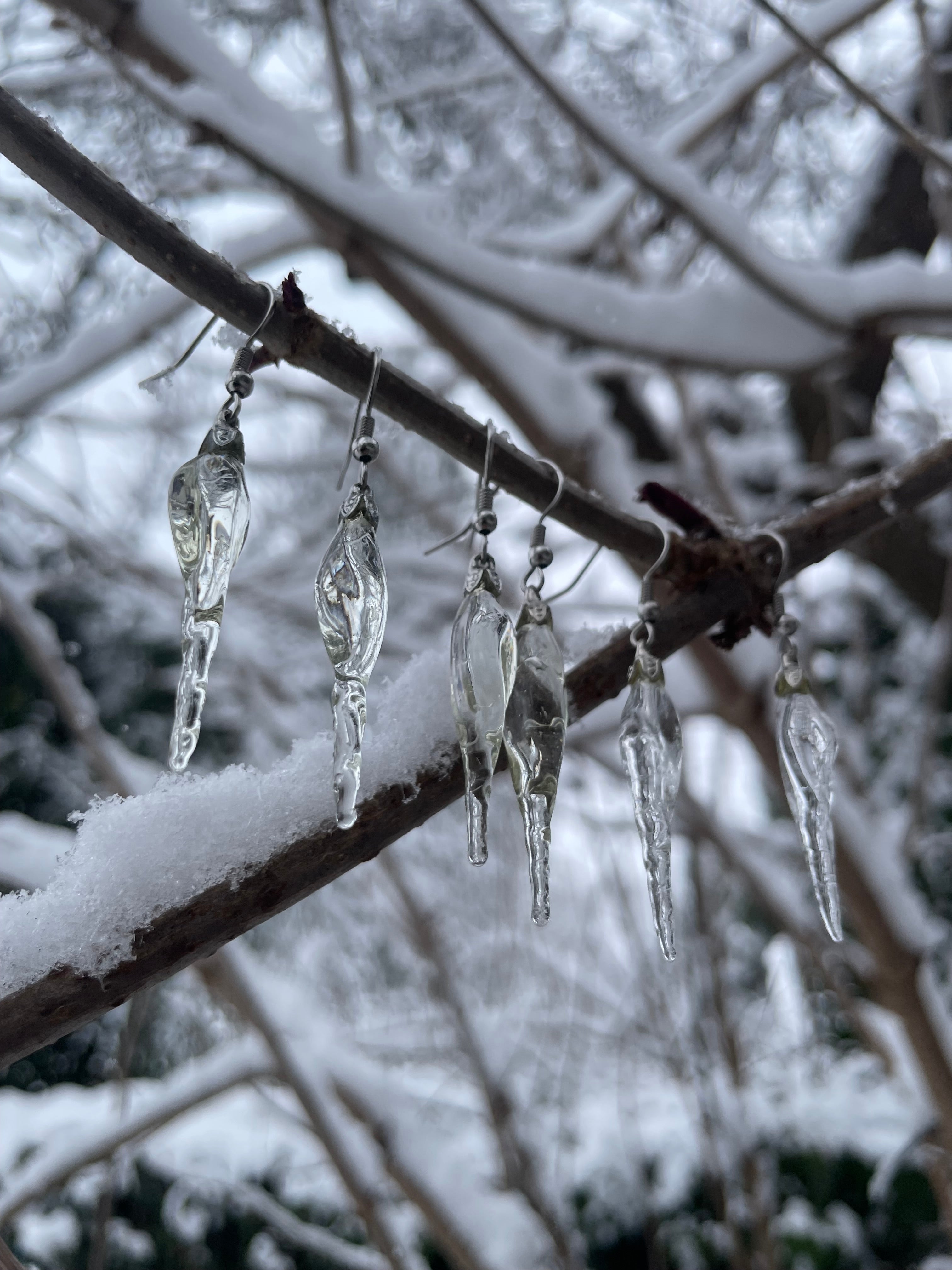 Glass Icicle Earrings