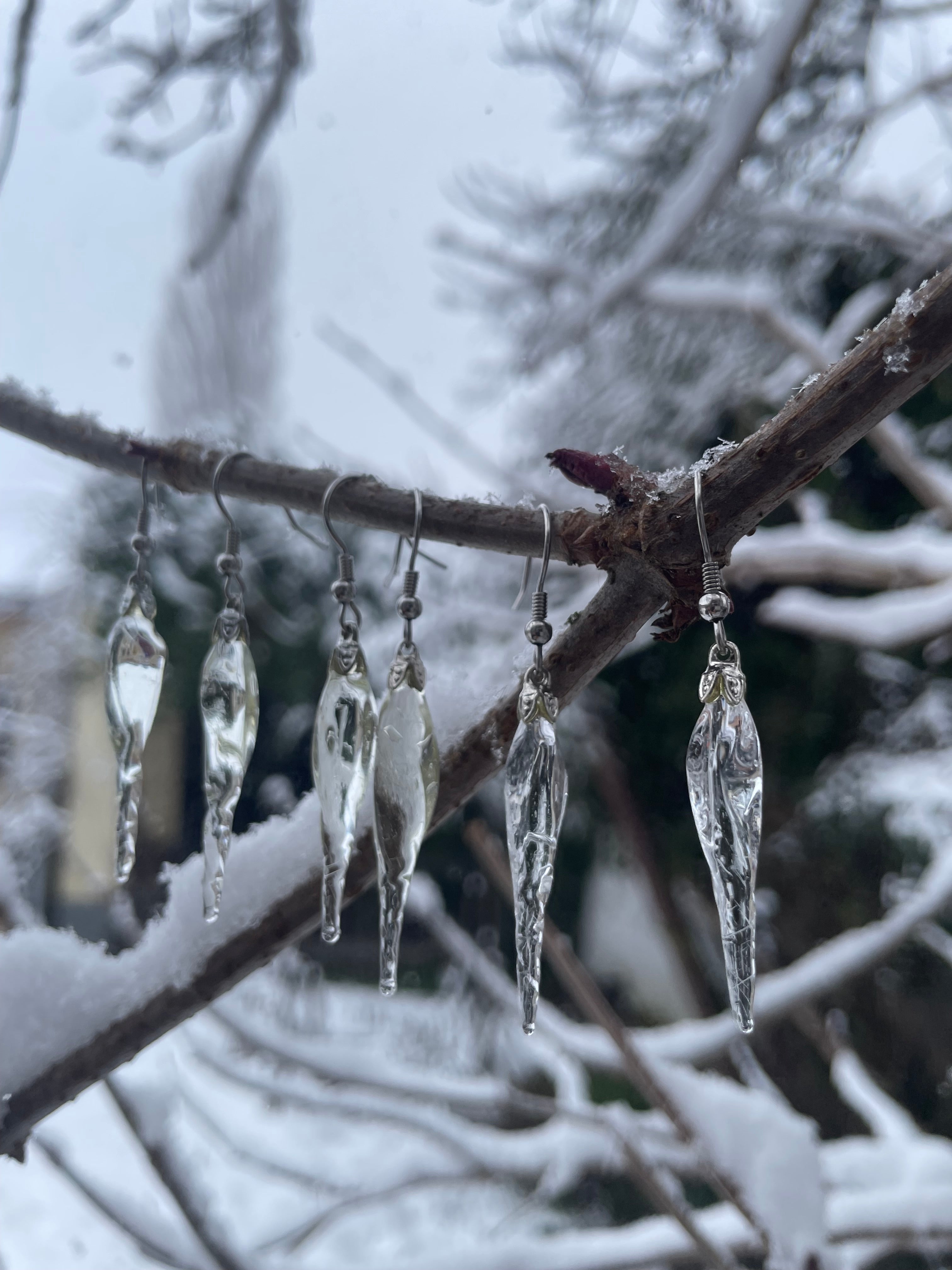 Glass Icicle Earrings