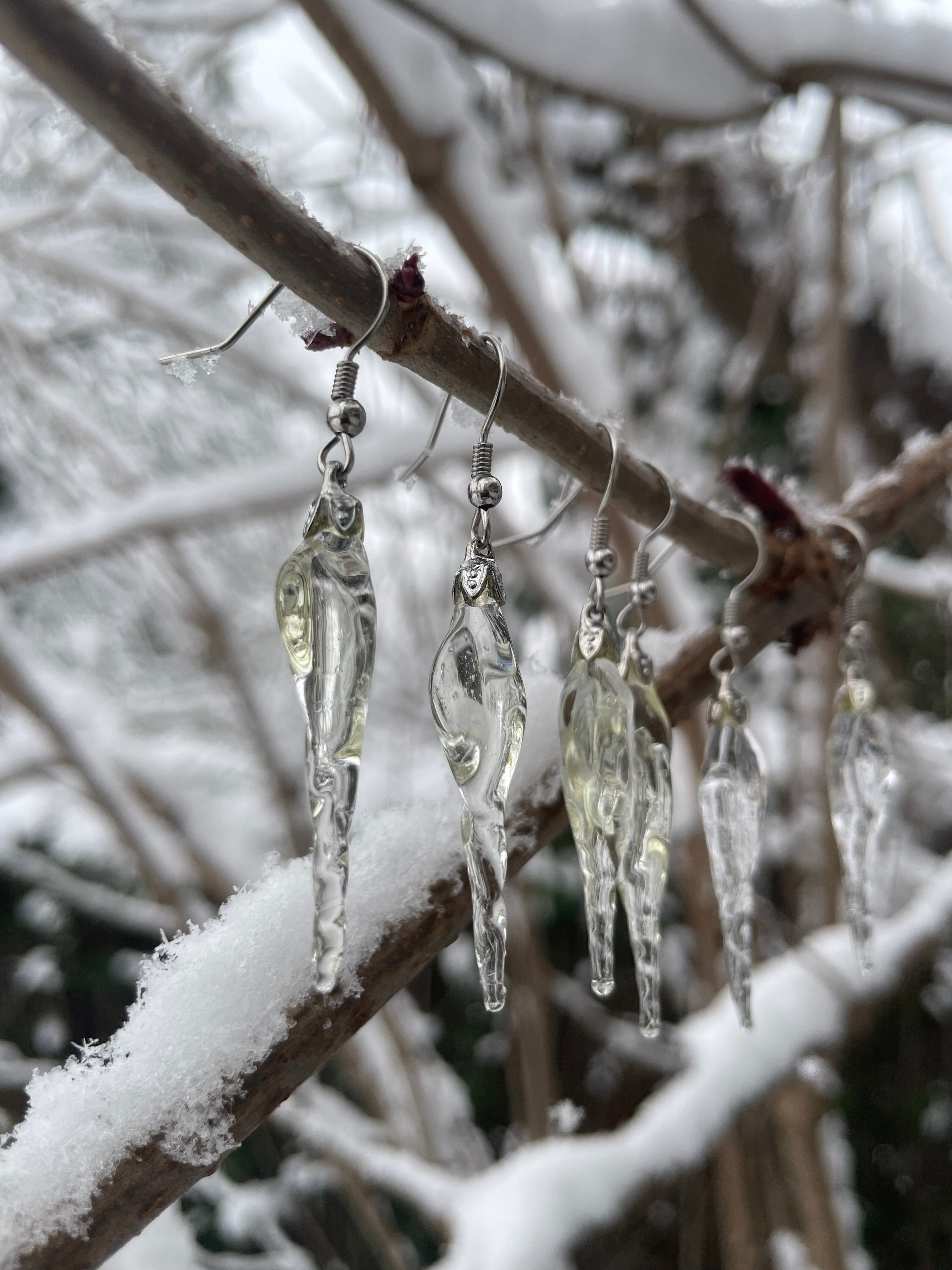 Glass Icicle Earrings